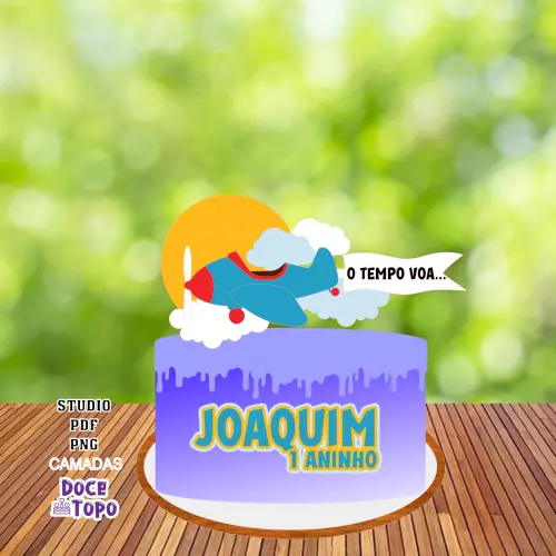 Topo de Bolo O Tempo Voa 02 Studio/PDF/PNG