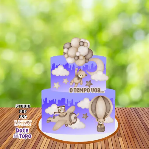 Topo de Bolo O Tempo Voa 03 Studio/PDF/PNG