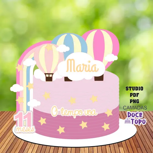 Topo de Bolo O Tempo Voa 04 Studio/PDF/PNG