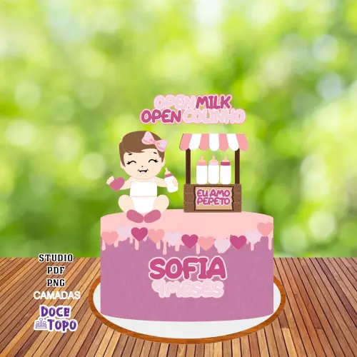 Topo de Bolo Open Milk 01 Studio/PDF/PNG