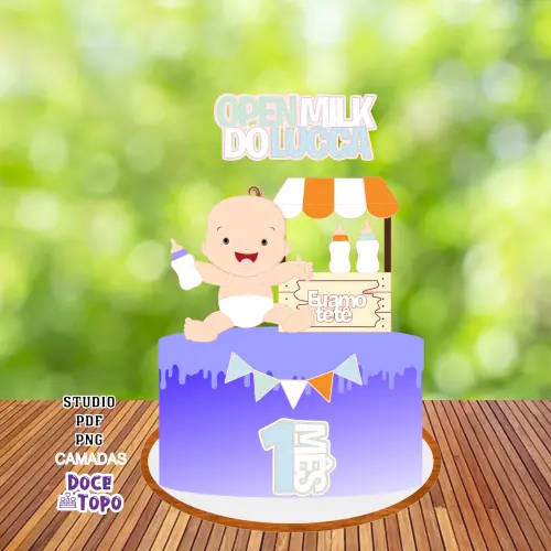 Topo de Bolo Open Milk 02 Studio/PDF/PNG