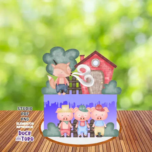 Topo de Bolo Os 3 Porquinhos 02 Studio/PDF/PNG