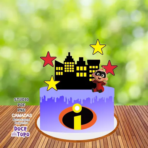 Topo de Bolo Os Incríveis - Zezé Studio/PDF/PNG