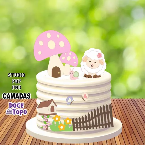 Topo de Bolo Ovelhinha 06 Studio/PDF/PNG