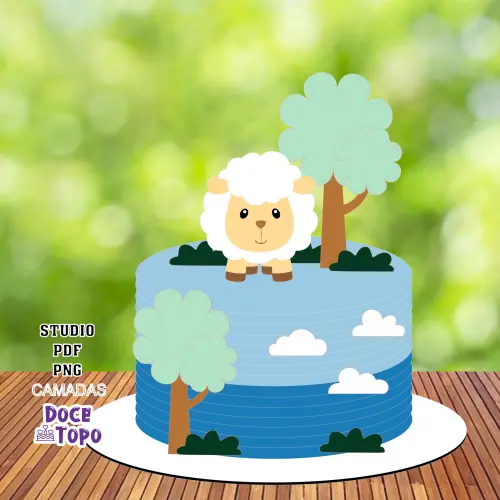 Topo de Bolo Ovelhinha 08 Studio/PDF/PNG