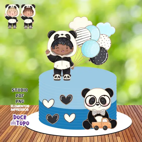 Topo de Bolo Chá Revelação Panda 02 Studio/PDF/PNG
