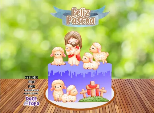 Topo de Bolo Páscoa 05 Studio/PDF/PNG