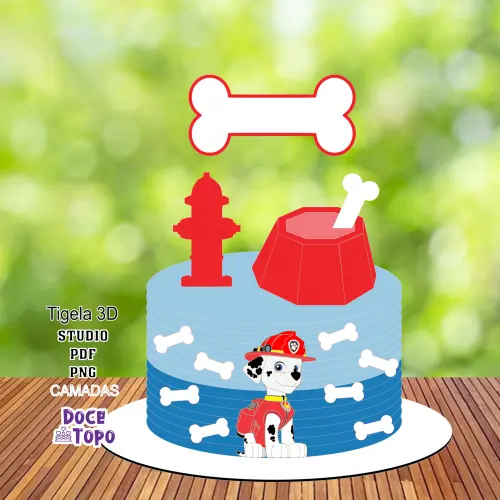 Topo de Bolo Patrulha Canina Marshall Studio/PDF/PNG