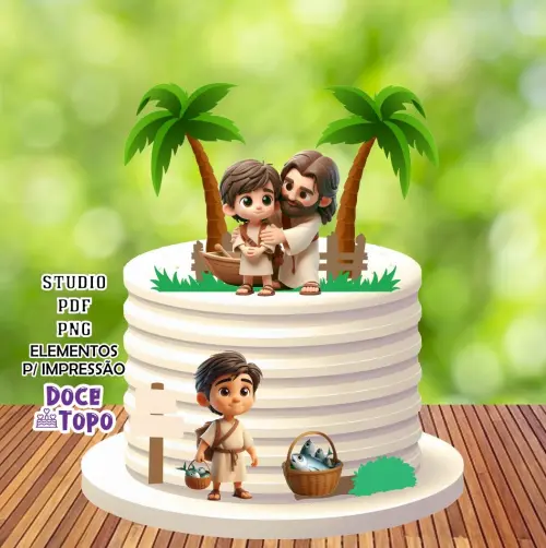 Topo de Bolo Pedro Discípulo de Jesus 01 Studio/PDF/PNG