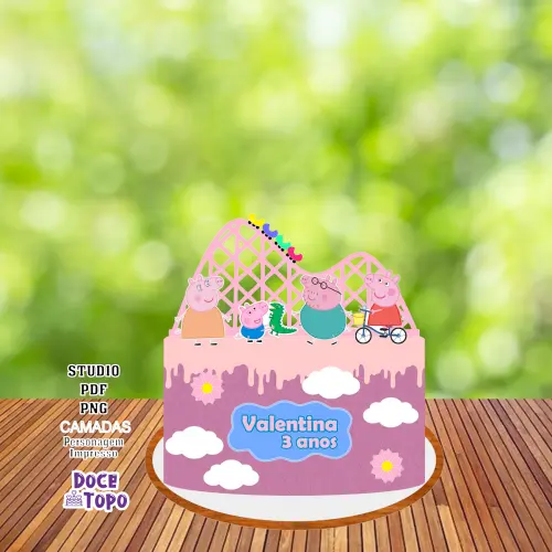 Topo de Bolo Porquinha Pig 01 Studio/PDF/PNG