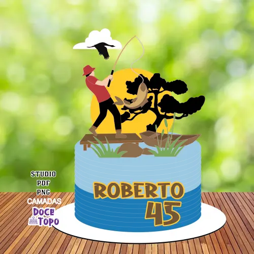 Topo de Bolo Pescaria 04 Studio/PDF/PNG