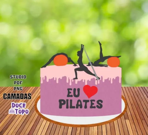 Topo de Bolo Pilates 01 Studio/PDF/PNG