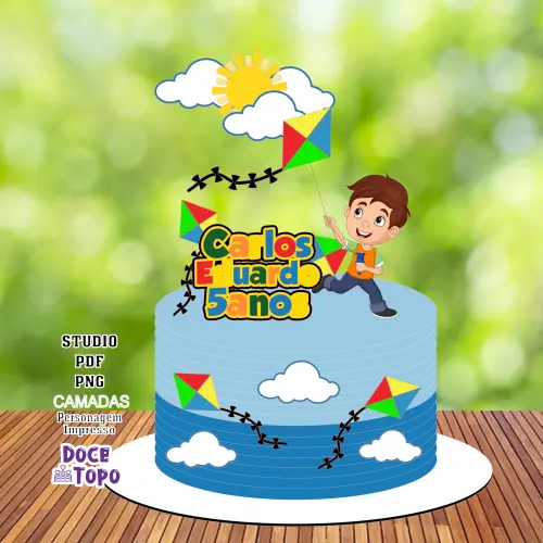 Topo de Bolo Pipa 01 Studio/PDF/PNG