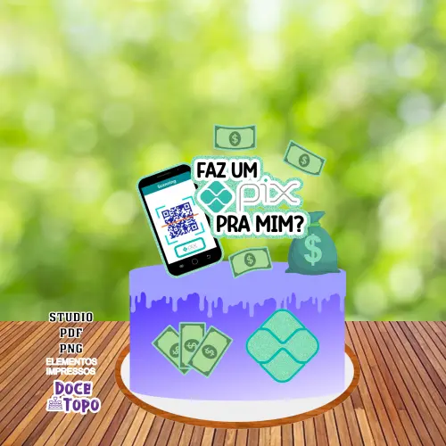 Topo de Bolo PIX 01 Studio/PDF/PNG