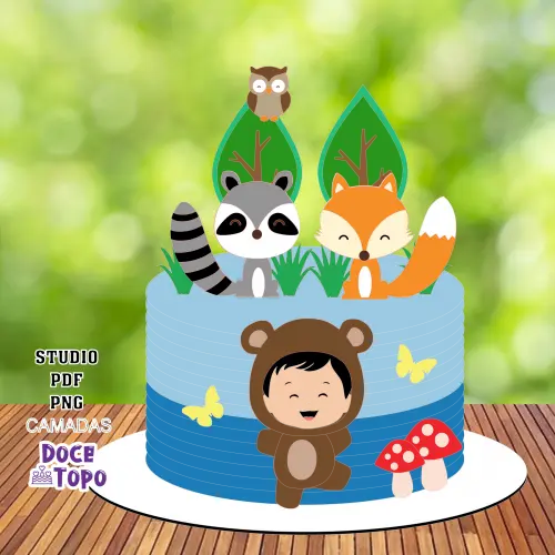 Topo de Bolo Bosque 06 Studio/PDF/PNG