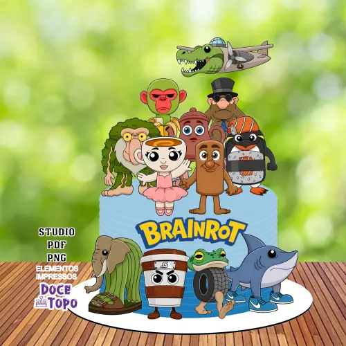 Topo de Bolo Brainrot 02 Studio/PDF/PNG