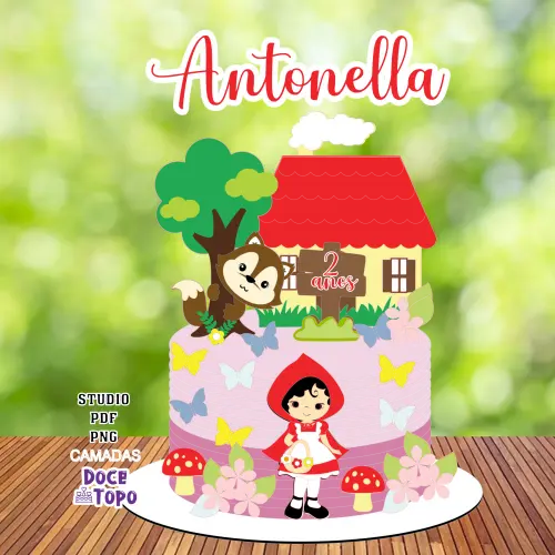 Topo de Bolo Chapeuzinho Vermelho 02 Studio/PDF/PNG