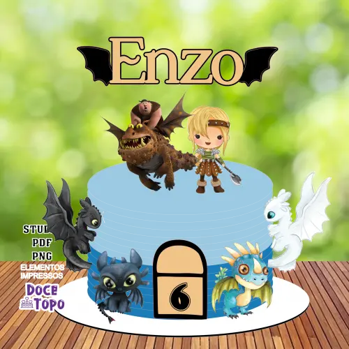 Topo de Bolo Como Treinar o seu Dragão 06 Studio/PDF/PNG
