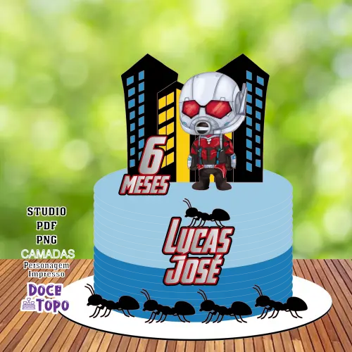 Topo de Bolo Homem Formiga 01 Studio/PDF/PNG