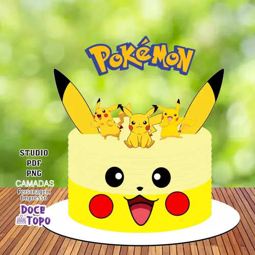 Topo de Bolo Pokémon - Pikachu 01 Studio/PDF/PNG
