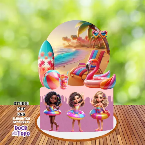 Topo de Bolo Pool Party 01 Studio/PDF/PNG