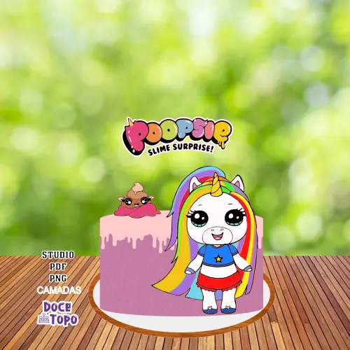 Topo de Bolo Poopsie Unicorn Camadas Studio/PDF/PNG