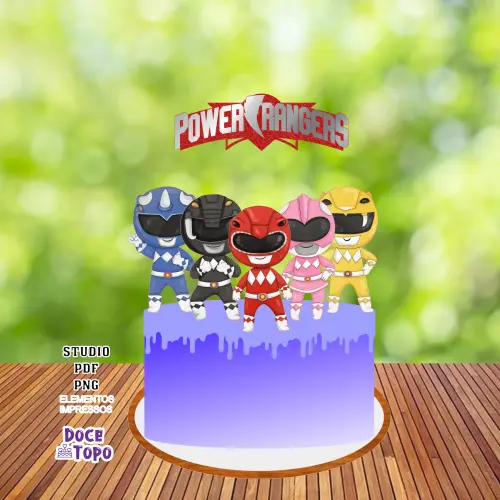 Topo de Bolo Power Rangers 02 Studio/PDF/PNG