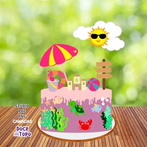 Topo de Bolo Praia 01 Studio/PDF/PNG
