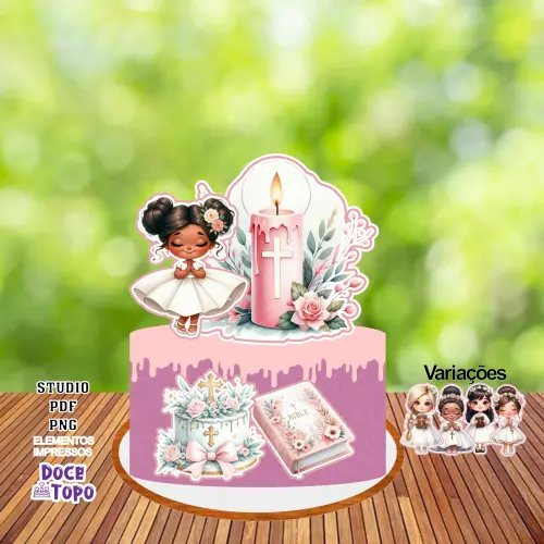 Topo de Bolo Primeira Comunhão 01 Studio/PDF/PNG