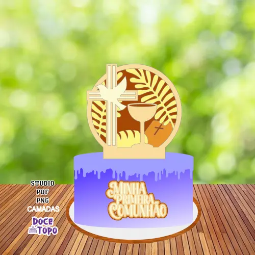 Topo de Bolo Primeira Comunhão 02 Studio/PDF/PNG