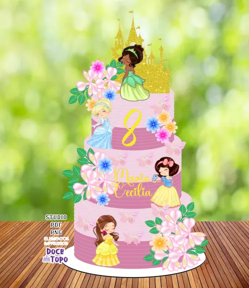 Topo de Bolo Princesas Disney 03 Studio/PDF/PNG