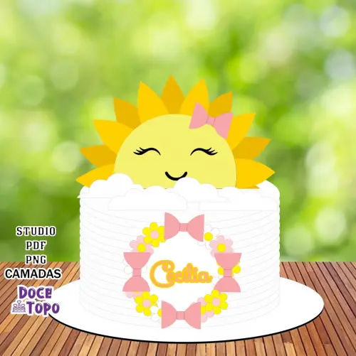 Topo de Bolo Raio de Sol 04 Studio/PDF/PNG