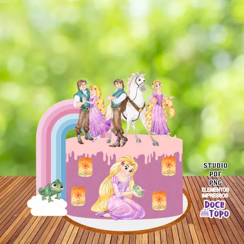 Topo de Bolo Rapunzel 01 Studio/PDF/PNG