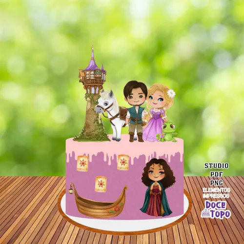 Topo de Bolo Rapunzel 02 Studio/PDF/PNG