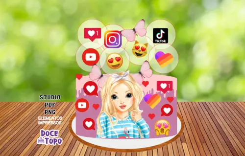 Topo de Bolo Redes Sociais 01 Studio/PDF/PNG