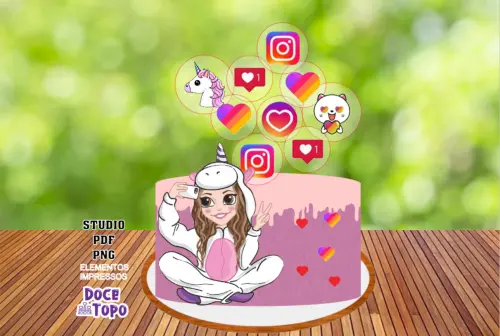 Topo de Bolo Redes Sociais 02 Studio/PDF/PNG