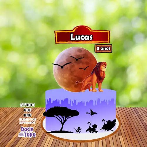 Topo de Bolo Rei Leão 01 Studio/PDF/PNG