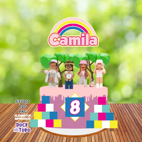 Topo de Bolo Roblox 02 Menina Studio/PDF/PNG