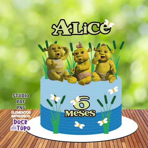 Topo de Bolo Shrek 02 Studio/PDF/PNG