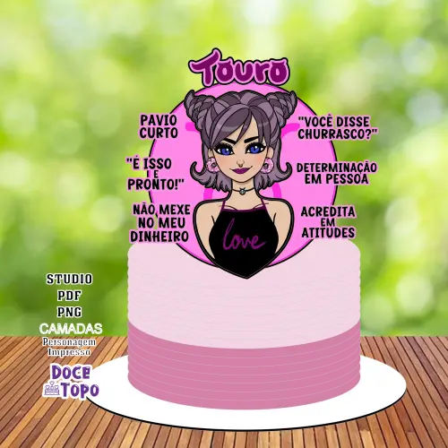 Topo de Bolo Signos - Touro Studio/PDF/PNG