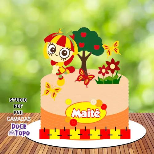 Topo de Bolo Sítio do Pica Pau Amarelo - Emília 01 Studio/PDF/PNG