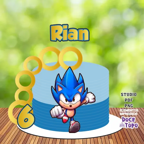 Topo de Bolo Sonic 07 Studio/PDF/PNG