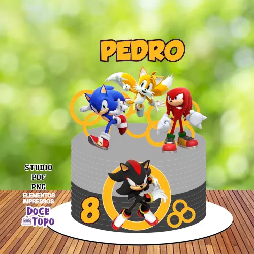 Topo de Bolo Sonic Shadow 02 Studio/PDF/PNG