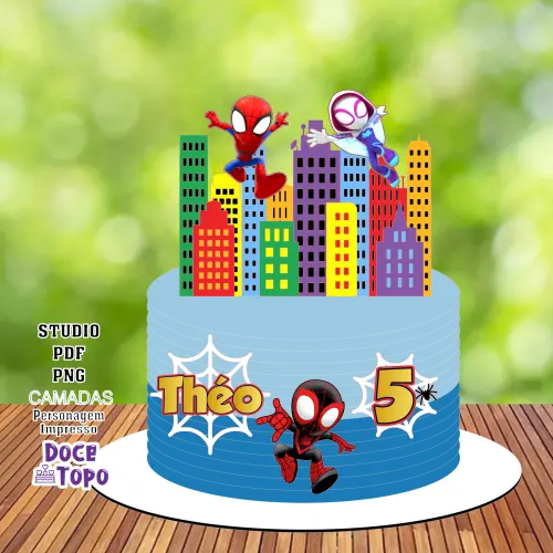 Topo de Bolo Spidey Amazing Friends 01 Studio/PDF/PNG