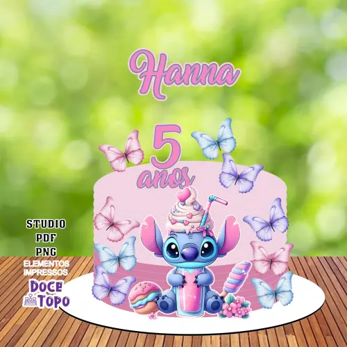 Topo de Bolo Stitch 19 Studio/PDF/PNG