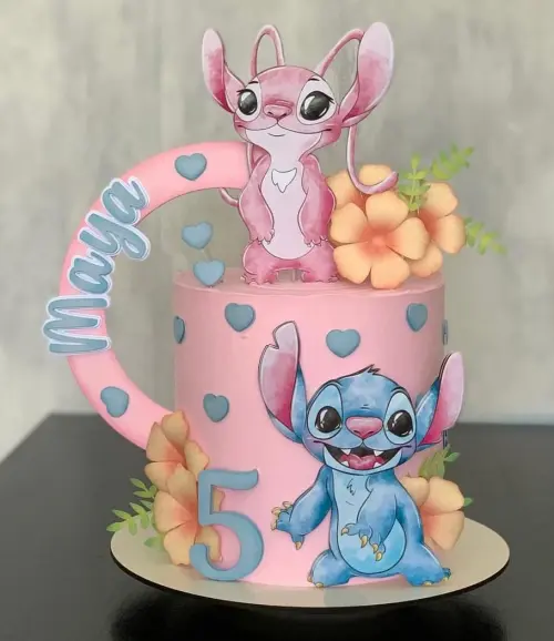 Topo de Bolo Stitch e Angel 05 Studio/PDF/PNG