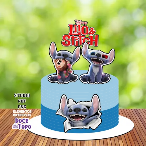 Topo de Bolo Stitch Live Action 01 Studio/PDF/PNG