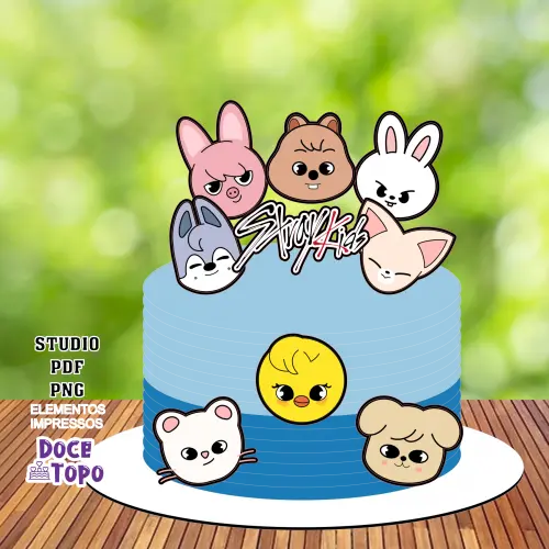 Topo de Bolo Stray Kids Zoo 01 Studio/PDF/PNG