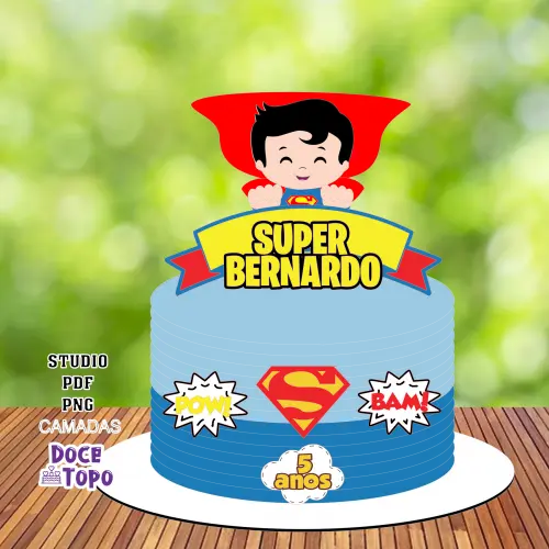 Topo de Bolo Superman Baby 01 Studio/PDF/PNG