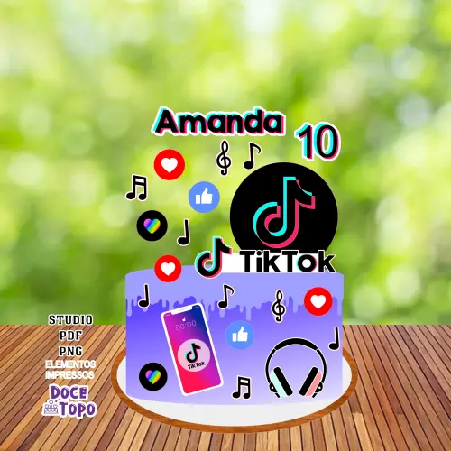 Topo de Bolo Tik Tok 01 Studio/PDF/PNG